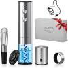 imageCIRCLE JOY Electric Wine Opener Rechargeable 5in1 Stainless Steel Wine Bottle Opener Premium Gift Set with Foil Cutter Wine Aerator Pourer Wine Drip Ring ampamp Vacuum Stopper for Wine Lovers6in1 Rechargeable Set with Wine Drip Ring  Silver