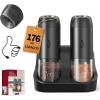 imageCIRCLE JOY Rechargeable Salt and Pepper Grinder Set Gravity Sensor Electric Salt and Pepper Grinder Set with External Adjustment 176ml Capacity and Onehanded Operation BlackBlack