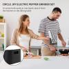 imageCIRCLE JOY Electric Salt and Pepper Grinder Set Stainless Steel Rechargeable Pepper Mill Set with Charging Base 110ML TopFill Adjustable Coarseness LED Light OneHand Operation Gift IdeaRechargeable Set with 2in1 Charging Base  Silver