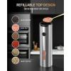 imageCIRCLE JOY Electric Salt and Pepper Grinder Set Stainless Steel Rechargeable Pepper Mill Set with Charging Base 110ML TopFill Adjustable Coarseness LED Light OneHand Operation Gift IdeaRechargeable Set with Charging BaseSilver