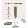 imageCIRCLE JOY Rechargeable Milk Frother Handheld with Stand Coffee Frother Wand Drink Mixer with Dual Spring Whisk for Coffee Cappuccino Lattes Frappe Matcha and Hot Chocolate GreenGreen