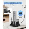 image:imageCIRCLE JOY Electric Wine Bottle Opener Set Stainless Steel Rechargeable Wine Opener 8in1 Wine Gift Set with Charging base Foil Cutter Wine Aerator Pourer Vacuum Pump amp 2 Wine Stoppers5in1 Rechargeable Wine Set  Silver