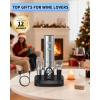 image:imageCIRCLE JOY Electric Wine Bottle Opener Set Stainless Steel Rechargeable Wine Opener 8in1 Wine Gift Set with Charging base Foil Cutter Wine Aerator Pourer Vacuum Pump amp 2 Wine Stoppers5in1 Rechargeable Wine Set  Silver