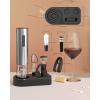 image:imageCIRCLE JOY Electric Wine Bottle Opener Set Stainless Steel Rechargeable Wine Opener 8in1 Wine Gift Set with Charging base Foil Cutter Wine Aerator Pourer Vacuum Pump amp 2 Wine Stoppers6in1 Rechargeable Set  Silver