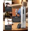 image:imageCIRCLE JOY Electric Wine Bottle Opener Set Stainless Steel Rechargeable Wine Opener 8in1 Wine Gift Set with Charging base Foil Cutter Wine Aerator Pourer Vacuum Pump amp 2 Wine StoppersRechargeableSilver