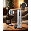 image:imageCIRCLE JOY Electric Wine Bottle Opener Set Stainless Steel Rechargeable Wine Opener 8in1 Wine Gift Set with Charging base Foil Cutter Wine Aerator Pourer Vacuum Pump amp 2 Wine StoppersRechargeableSilver