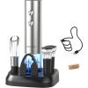 image:imageCIRCLE JOY Electric Wine Bottle Opener Set Stainless Steel Rechargeable Wine Opener 8in1 Wine Gift Set with Charging base Foil Cutter Wine Aerator Pourer Vacuum Pump amp 2 Wine Stoppers5in1 Rechargeable Wine Set  Silver