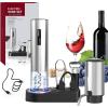 image:imageCIRCLE JOY Electric Wine Bottle Opener Set Stainless Steel Rechargeable Wine Opener 8in1 Wine Gift Set with Charging base Foil Cutter Wine Aerator Pourer Vacuum Pump amp 2 Wine Stoppers6in1 Rechargeable Set  Silver