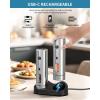 image:imageCIRCLE JOY Electric Salt and Pepper Grinder Set with Rechargeable Base Upgraded Stainless Steel Automatic Salt and Pepper Shakers with 2 Grinding Speeds External Adjustment and 176ml Capacity SilverUpgrade 2Speed Rechargeable Set with Charging Base  Silver