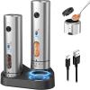 image:imageCIRCLE JOY Electric Salt and Pepper Grinder Set with Rechargeable Base Upgraded Stainless Steel Automatic Salt and Pepper Shakers with 2 Grinding Speeds External Adjustment and 176ml Capacity SilverUpgrade 2Speed Rechargeable Set with Charging Base  Silver