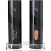 image:imageCIRCLE JOY Electric Salt and Pepper Grinder Set with Rechargeable Base Upgraded Stainless Steel Automatic Salt and Pepper Shakers with 2 Grinding Speeds External Adjustment and 176ml Capacity SilverBattery Powered Set with Base  Black