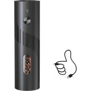 image:imageCIRCLE JOY Electric Salt and Pepper Grinder Set with Rechargeable Base Upgraded Stainless Steel Automatic Salt and Pepper Shakers with 2 Grinding Speeds External Adjustment and 176ml Capacity SilverRechargeable  Black