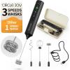 image:imageCIRCLE JOY Rechargeable Handheld Milk Frother Wand with Stand 3 Variable Speeds 3 Whisks and Storage Box Electric Drink Mixer for Latte Cappuccino Hot Chocolate Eggs and Protein Powder BeigeRechargeable with Storage Box  Black