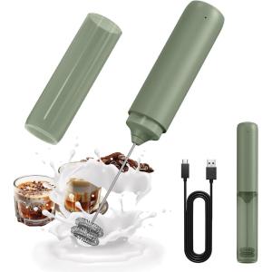 image:imageCIRCLE JOY 2Speed Rechargeable Milk Frother Hanheld Dual Coil Whisk Head Electric Coffee Frother Portable Hand Frother Wand Drink Mixer for Matcha Lattes Cappuccino Kitchen GiftsRechargeablePortableGreen