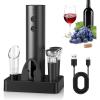 image:imageCIRCLE JOY Rechargeable Electric Wine Opener 6In1 Cordless Electric Wine Bottle Opener with Pourer Foil Cutter 2 Vacuum Preservation Stoppers and Storage Base Gifts for Wine Lovers