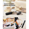 image:imageCIRCLE JOY Rechargeable 2Speed Handheld Milk Frother with Stand Dual Spring Whisk Electric Foamer Portable amp Detachable Coffee Frother Wand Drink Mixer for Lattes Macchiato Hot Chocolate SilverStorage Cover Black