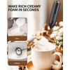 image:imageCIRCLE JOY Rechargeable 2Speed Handheld Milk Frother with Stand Dual Spring Whisk Electric Foamer Portable amp Detachable Coffee Frother Wand Drink Mixer for Lattes Macchiato Hot Chocolate SilverStand Black 1