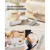 image:imageCIRCLE JOY Rechargeable 2Speed Handheld Milk Frother with Stand Dual Spring Whisk Electric Foamer Portable amp Detachable Coffee Frother Wand Drink Mixer for Lattes Macchiato Hot Chocolate SilverStorage CoverBeige