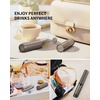 image:imageCIRCLE JOY Rechargeable 2Speed Handheld Milk Frother with Stand Dual Spring Whisk Electric Foamer Portable amp Detachable Coffee Frother Wand Drink Mixer for Lattes Macchiato Hot Chocolate SilverStorage CoverBrown