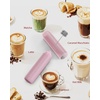 image:imageCIRCLE JOY Rechargeable 2Speed Handheld Milk Frother with Stand Dual Spring Whisk Electric Foamer Portable amp Detachable Coffee Frother Wand Drink Mixer for Lattes Macchiato Hot Chocolate SilverStorage CoverPink