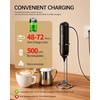 image:imageCIRCLE JOY Rechargeable 2Speed Handheld Milk Frother with Stand Dual Spring Whisk Electric Foamer Portable amp Detachable Coffee Frother Wand Drink Mixer for Lattes Macchiato Hot Chocolate SilverStand Black