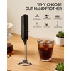 image:imageCIRCLE JOY Rechargeable 2Speed Handheld Milk Frother with Stand Dual Spring Whisk Electric Foamer Portable amp Detachable Coffee Frother Wand Drink Mixer for Lattes Macchiato Hot Chocolate SilverStand Black