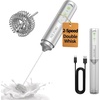 image:imageCIRCLE JOY Rechargeable 2Speed Handheld Milk Frother with Stand Dual Spring Whisk Electric Foamer Portable amp Detachable Coffee Frother Wand Drink Mixer for Lattes Macchiato Hot Chocolate SilverPStorage Cover Silver