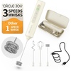 image:imageCIRCLE JOY Rechargeable Handheld Milk Frother Wand with 3 Variable Speeds 3 Whisks and Storage Box Electric Drink Mixer for Latte Cappuccino Hot Chocolate Eggs and Protein Powder SilverRechargeable with Storage Box  Beige