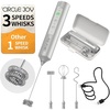 image:imageCIRCLE JOY Rechargeable Handheld Milk Frother Wand with 3 Variable Speeds 3 Whisks and Storage Box Electric Drink Mixer for Latte Cappuccino Hot Chocolate Eggs and Protein Powder SilverRechargeable with Storage Box  Silver