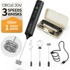 image:imageCIRCLE JOY Rechargeable Handheld Milk Frother Wand with 3 Variable Speeds 3 Whisks and Storage Box Electric Drink Mixer for Latte Cappuccino Hot Chocolate Eggs and Protein Powder SilverRechargeable with Storage Box  Black