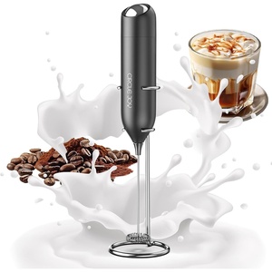 image:imageCIRCLE JOY Rechargeable 2Speed Handheld Milk Frother with Stand Dual Spring Whisk Electric Foamer Portable amp Detachable Coffee Frother Wand Drink Mixer for Lattes Macchiato Hot Chocolate SilverStand Black 1