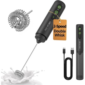 image:imageCIRCLE JOY Rechargeable 2Speed Handheld Milk Frother with Stand Dual Spring Whisk Electric Foamer Portable amp Detachable Coffee Frother Wand Drink Mixer for Lattes Macchiato Hot Chocolate SilverPStorage Cover Black
