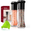 image:imageCIRCLE JOY Premium Manual Salt and Pepper Grinder Set Refillable Salt and Pepper Shakers with Ceramic Blades Adjustable Coarseness and BPAfree 180ml Glass Container Tall BlackTall Set  Black
