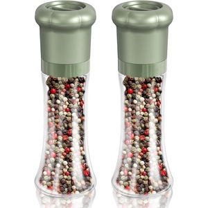 image:imageCIRCLE JOY Premium Manual Salt and Pepper Grinder Set Refillable Salt and Pepper Shakers with Ceramic Blades Adjustable Coarseness and BPAfree 180ml Glass Container Tall BlackTall Set  Green