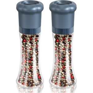 image:imageCIRCLE JOY Premium Manual Salt and Pepper Grinder Set Refillable Salt and Pepper Shakers with Ceramic Blades Adjustable Coarseness and BPAfree 180ml Glass Container Tall BlackTall Set  Blue